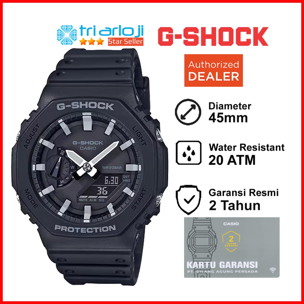 Casio G-Shock GA-2100-1ADR Jam Tangan Pria GShock GA-2100-1A GA2100 GA-2100 Carbon Core Hitam