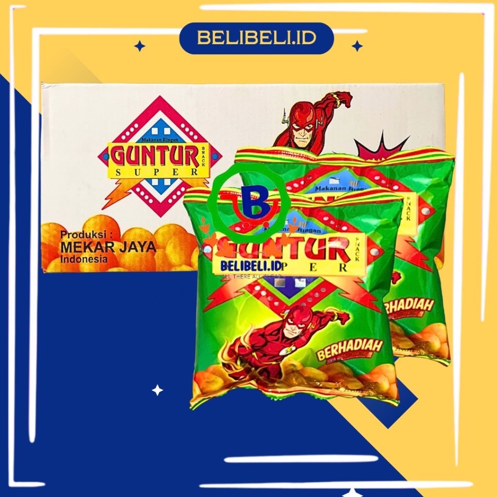 

Snack Chiki ciki jadul zaman dulu Berhadiah Guntur 1 Dus isi 40 Pc