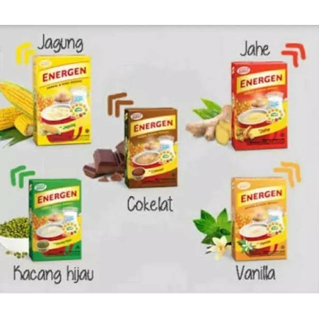 

ENERGEN sereal rasa jahe dan kacang hijau rencengan 1RENCENG isi 10PCS