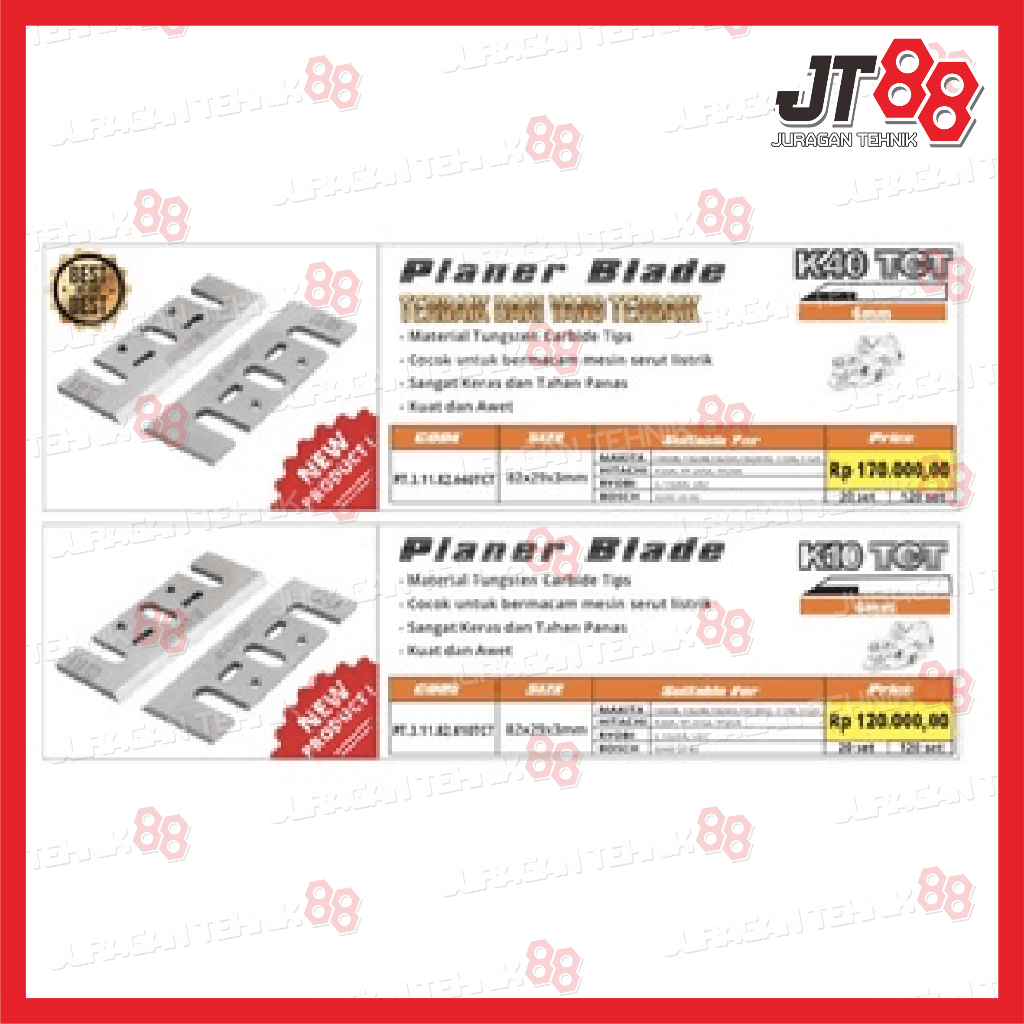 BLACKFOOT MATA SERUT LISTRIK PLANNER BLADE K40 TCT ; K10 TCT