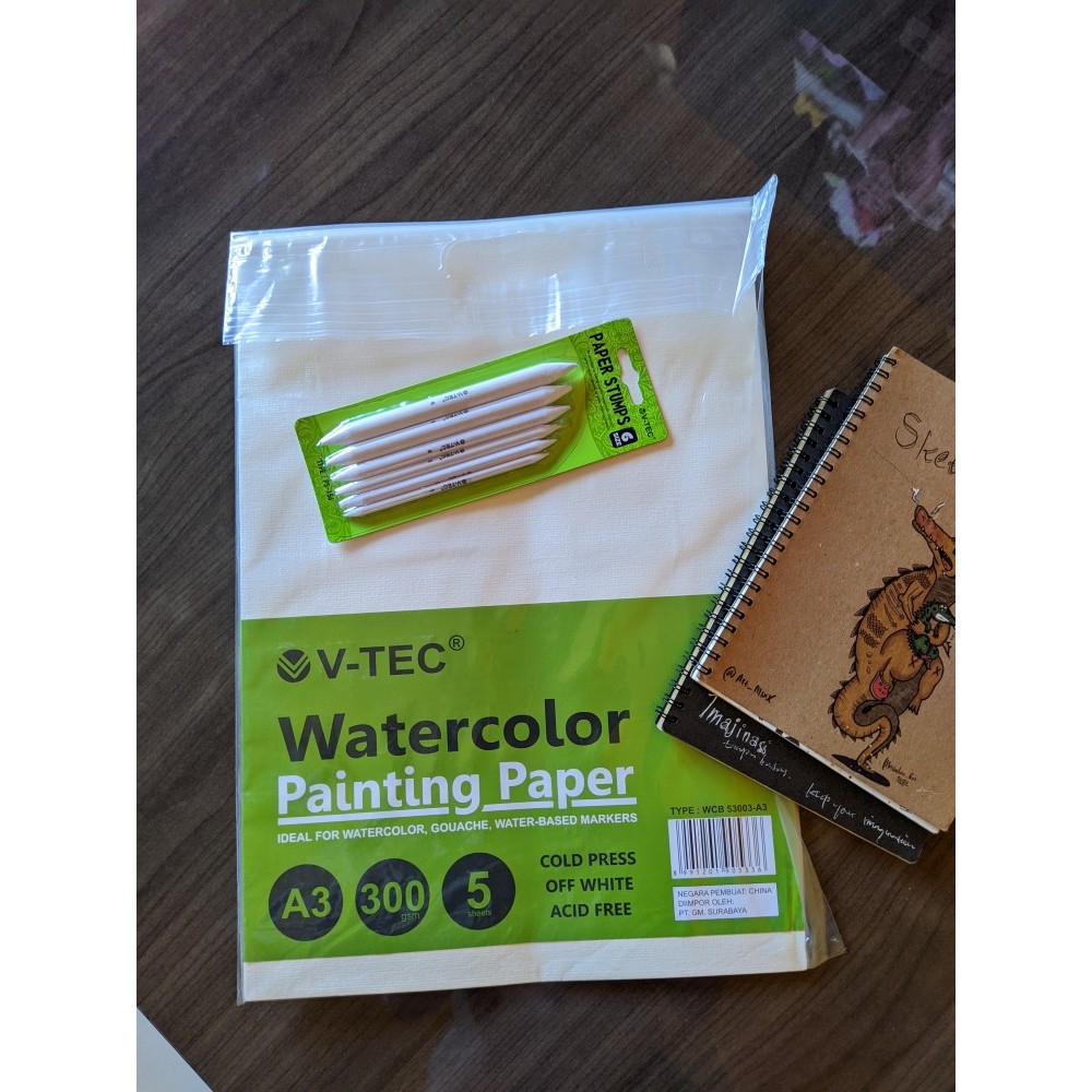 

RB V-TEC Watercolor Paper A3 300gsm 5 Sheets Cold Pressed Painting Paper Kertas Gambar