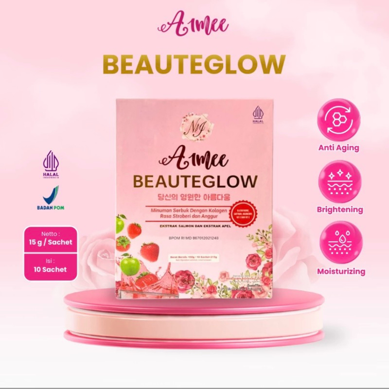 AIMEE BEAUTY GLOW Aimee Collagen Drink Dna Salmon Safron Apple Stemcell 10 Sachet 15 Gram Premium Mi