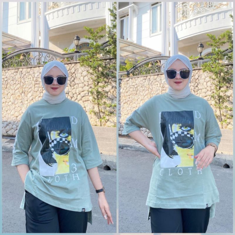 kaos pendek wanita. kaos wanita Dm3. kaos pendek kekinian.