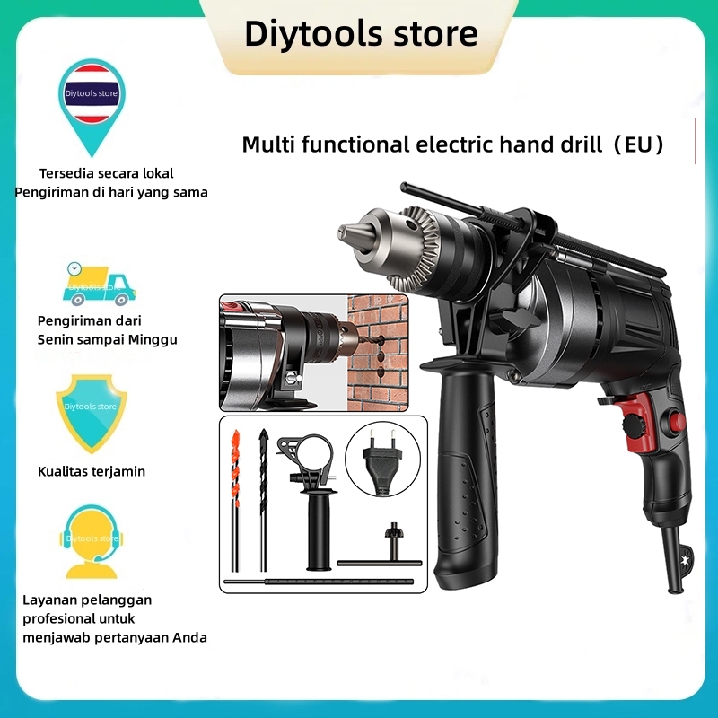 【COD】Bor listrik rumah tangga multifungsi, bor listrik berdaya tinggi, bor tumbukan, obeng listrik, 