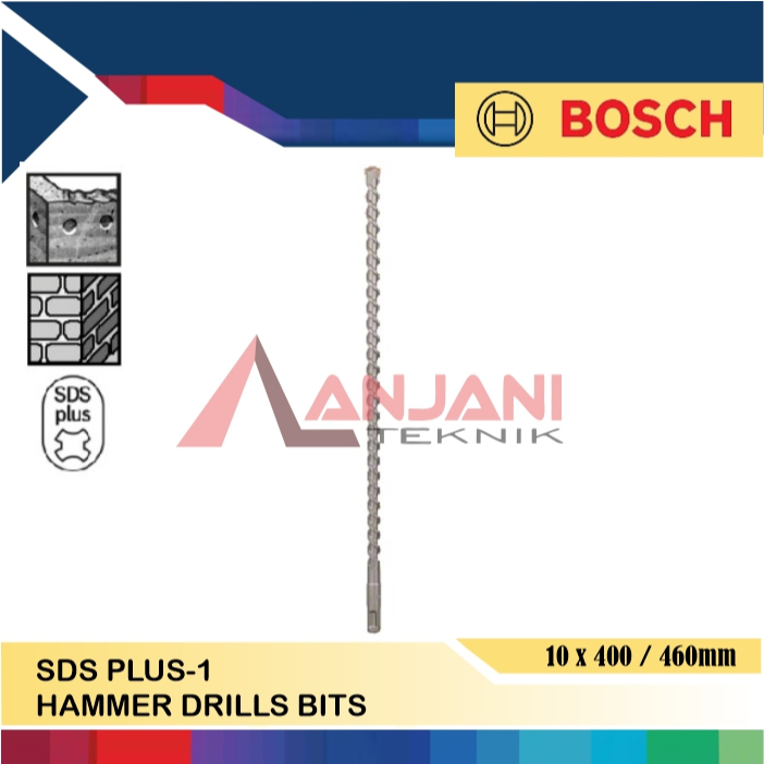 BOSCH SDS PLUS-1 10 x 400 / 460 mm MATA BOR TEMBOK BETON 10mm x 400mm / 460mm