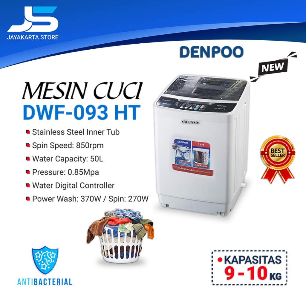 Mesin Cuci Denpoo 1 Tabung 9 - 10 Kg Full Otomatis - DWF 093HT