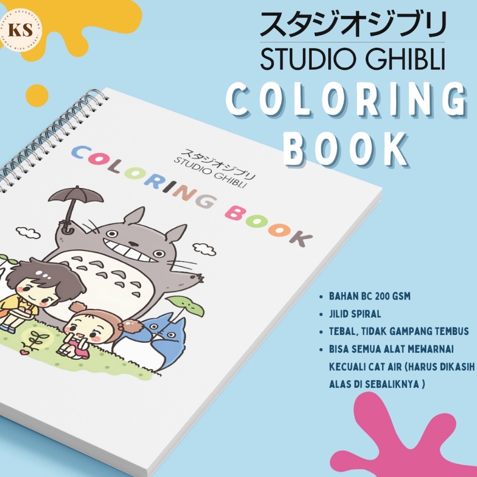 

KODE W3J9 Coloring Book STUDIO GHIBLI Totoro Ponyo Buku Mewarnai Anak Remaja Dewasa Aesthetic Kertas Tebal