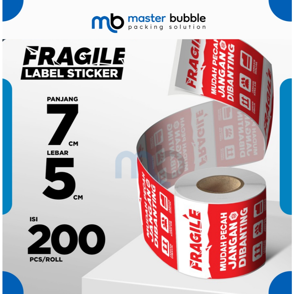 

Stiker Sticker Fragile - Mudah Pecah 200pcs Per Roll Rusfet - Harga Satuan