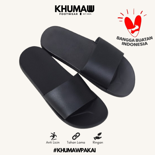 Sandal Slip On Pria Sandal Slide Pria Polos Bahan Karet EVA Anti Slip Tanpa Lem Tahan Lama