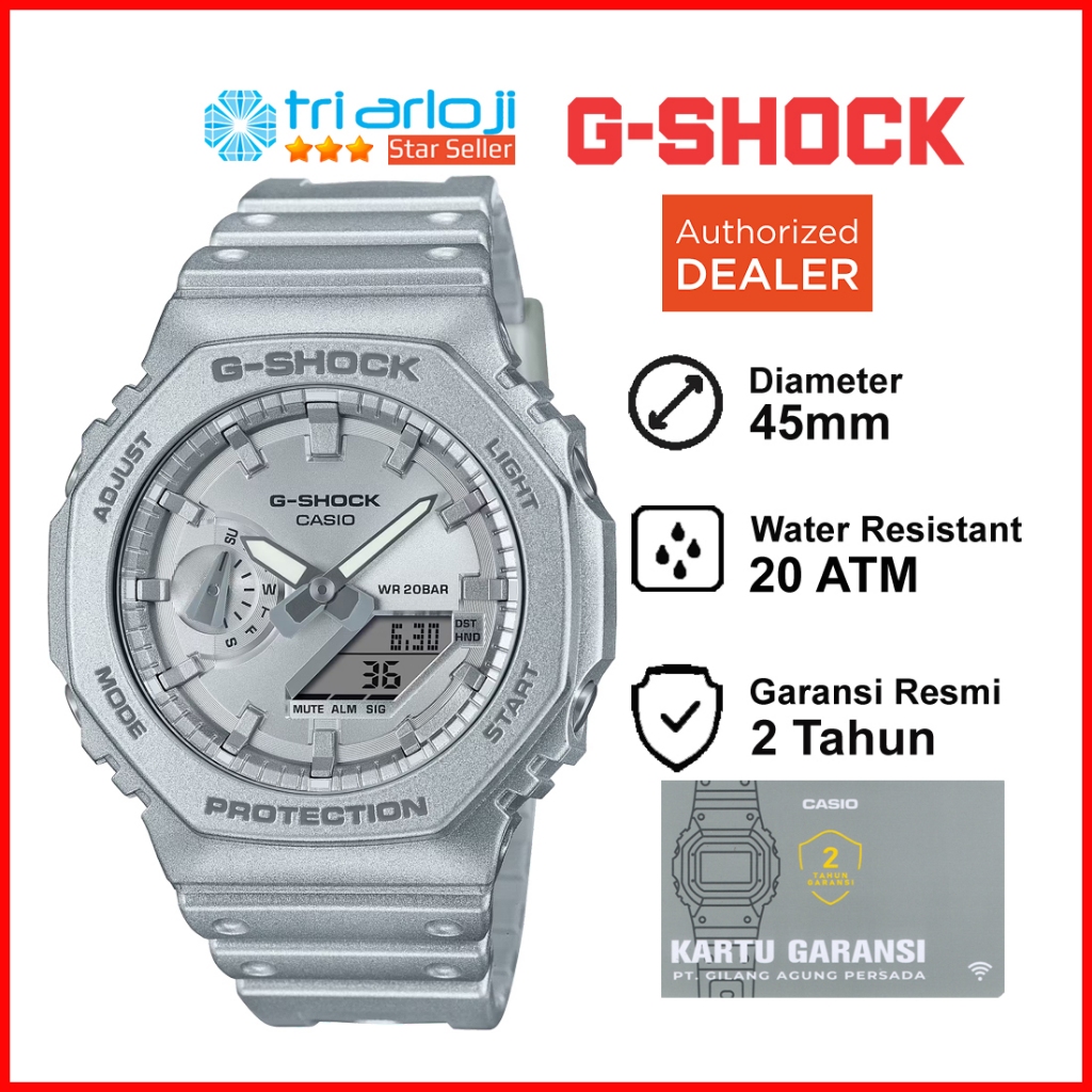 Casio G-SHOCK GA-2100FF-8ADR Jam Tangan Pria GSHOCK GA2100 GA-2100FF-8 GA-2100FF GA-2100 Silver