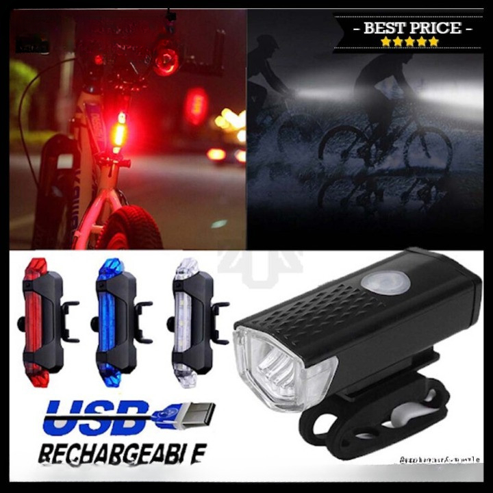 Lampu LED Depan Sein Sepeda Bicycle Bike USB Rechargeable