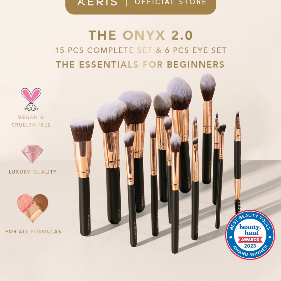 KODE G64W Aeris Beaut The Onyx 2 Brush Set  15 pcs Complete Set  Alat Make Up Kuas Rias Lembut Premi