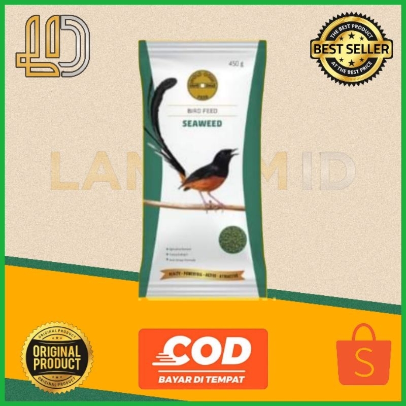 GOLDCOIN HIJAU 450 GRAM MAKANAN BURUNG MURAI KACER GOLD COIN SEAWEED Lampam ID