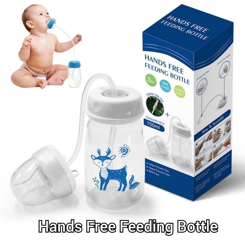 [moon baby] BOTOL SUSU BAYI HANDS FREE WITH STRAW / HANDS FREE BABY FEEDING BOTTLE