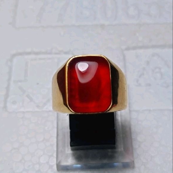 batu cincin akik red baron kotak super kristal elegan