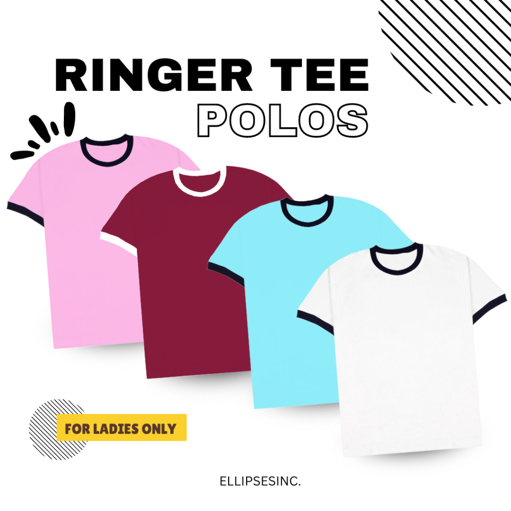 ELLIPSESINC Ringer Tee Wanita Polos Spandek