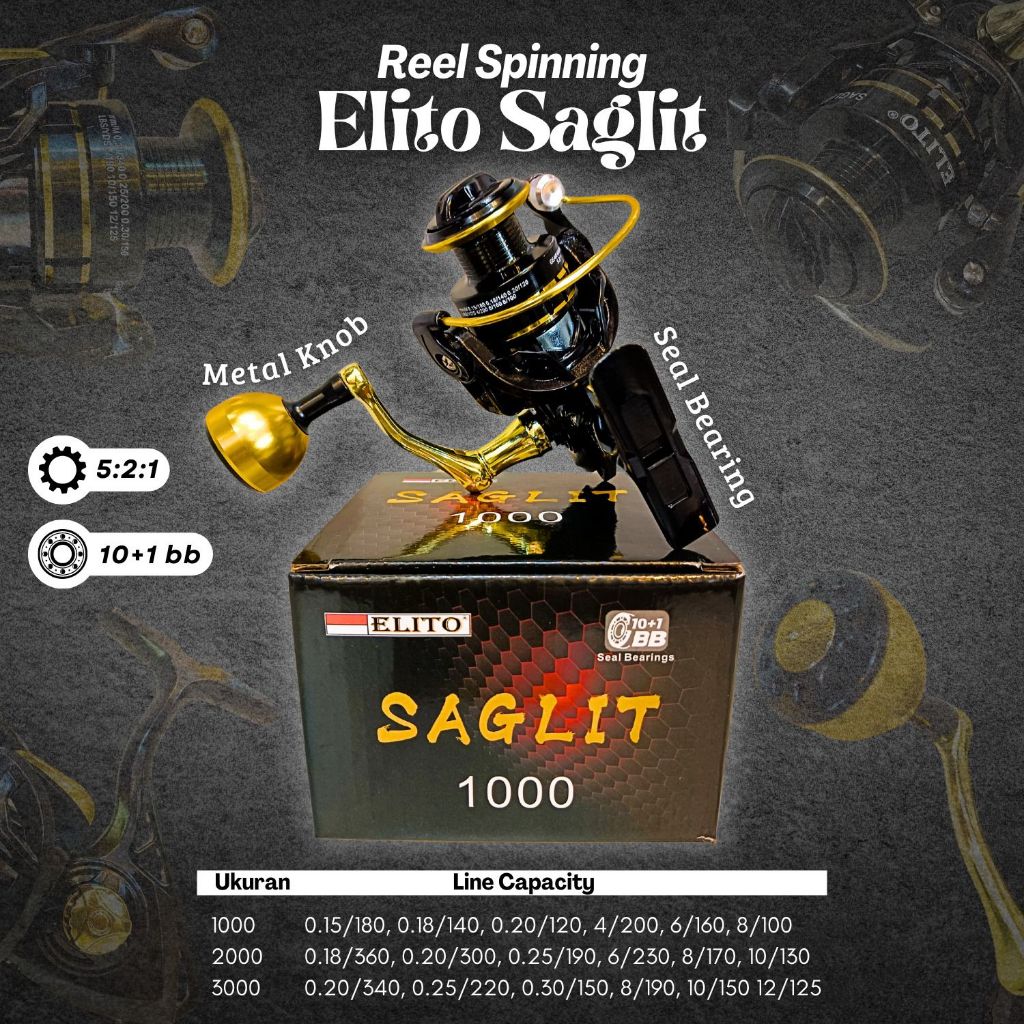 Reel Elito Saglit dan Nakara, Normal Handle, One Way 10+1 Ball bearing, Round Knob,Smooth Operation,