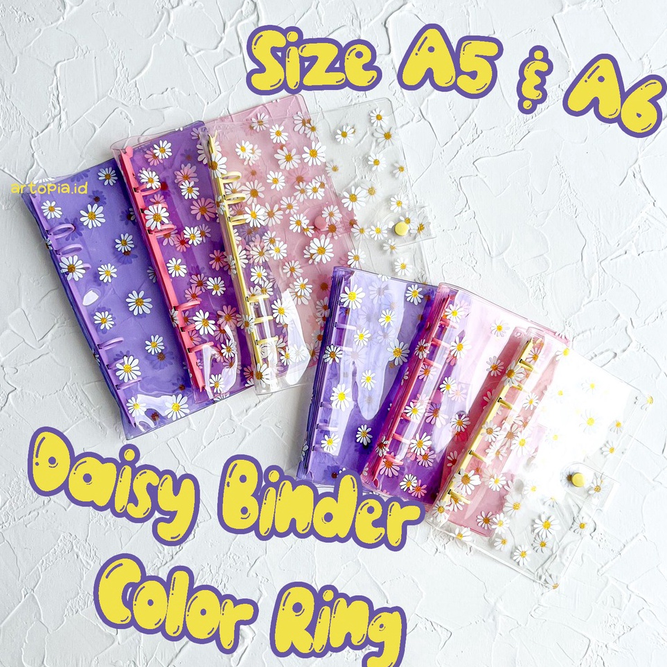 

KODE E8Z4 A5 A6 6 Ring Binder Daisy Color Ring Estetik Sinking Fund Hole Organizer Aesthetic Zipper Ziplock Kantong Budgeting Uang