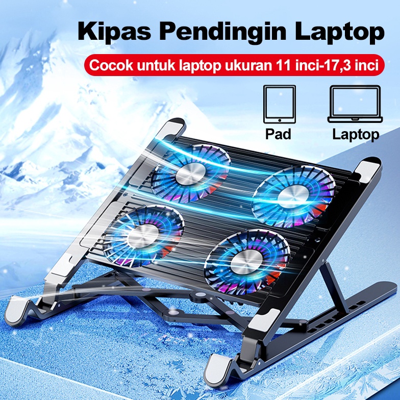 KODE O66P Cooling pad Gaming Laptop 4 Turbo Fan Kipas Pendingin Laptop Pad 2 Turbo Fan Cocok Untuk L