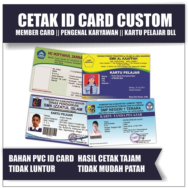 

PROMO MURAH!!! CETAK ID CARD MEMBER CARD SISWA CARD KARTU KARYAWAN