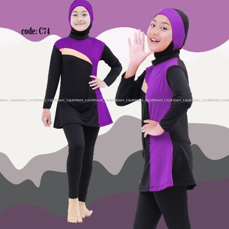 KODE L9J6 Baju renang anak perempuan muslimah pakaian berenang anak perempuan baju renang anak hijab