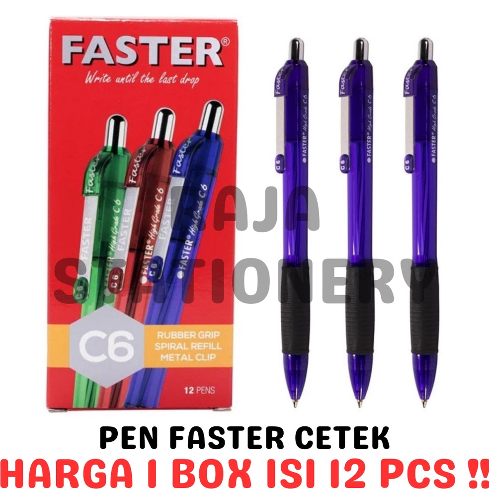 

KODE F7B PEN FASTER C6 CETEK HITAM BIRU PENA PULPEN FASTER BLACK BLUE 12PCS