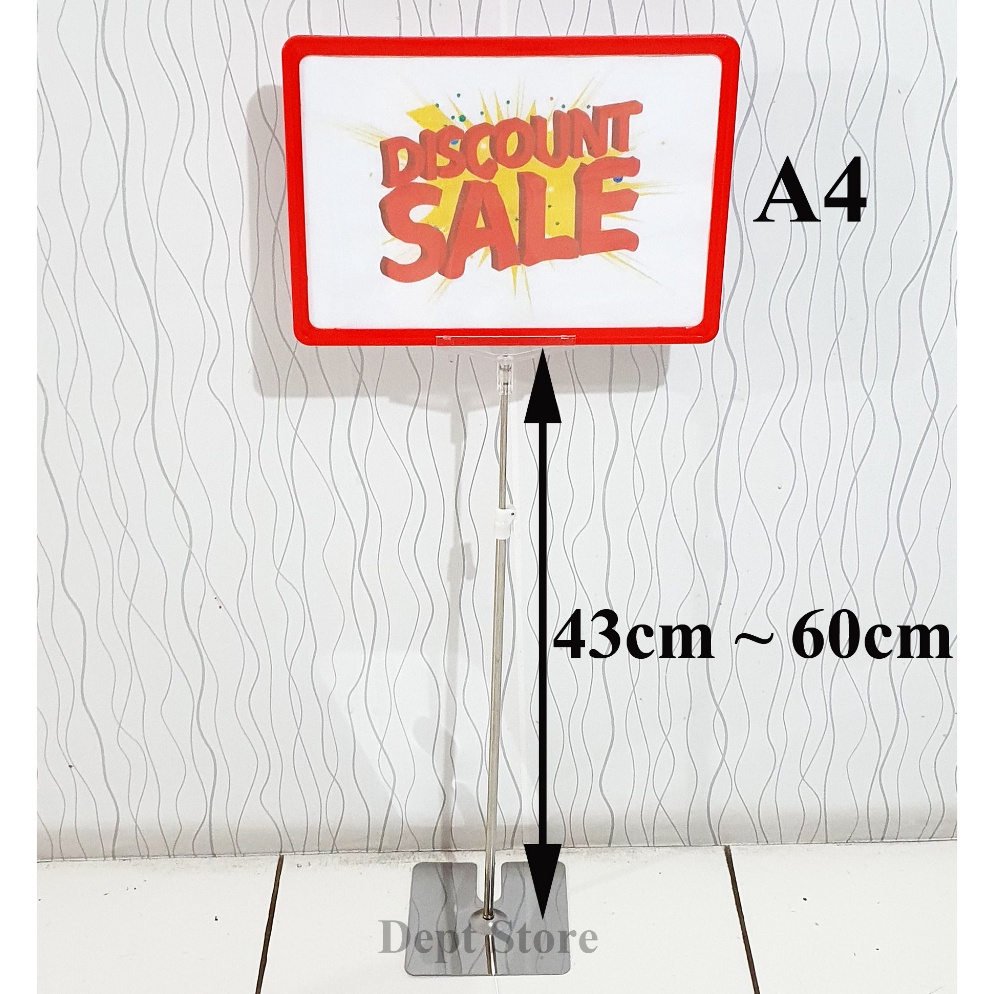 

KODE C3Z9 Display Harga Frame A4 Label Promo Plat Standing POP Price Besi Silver