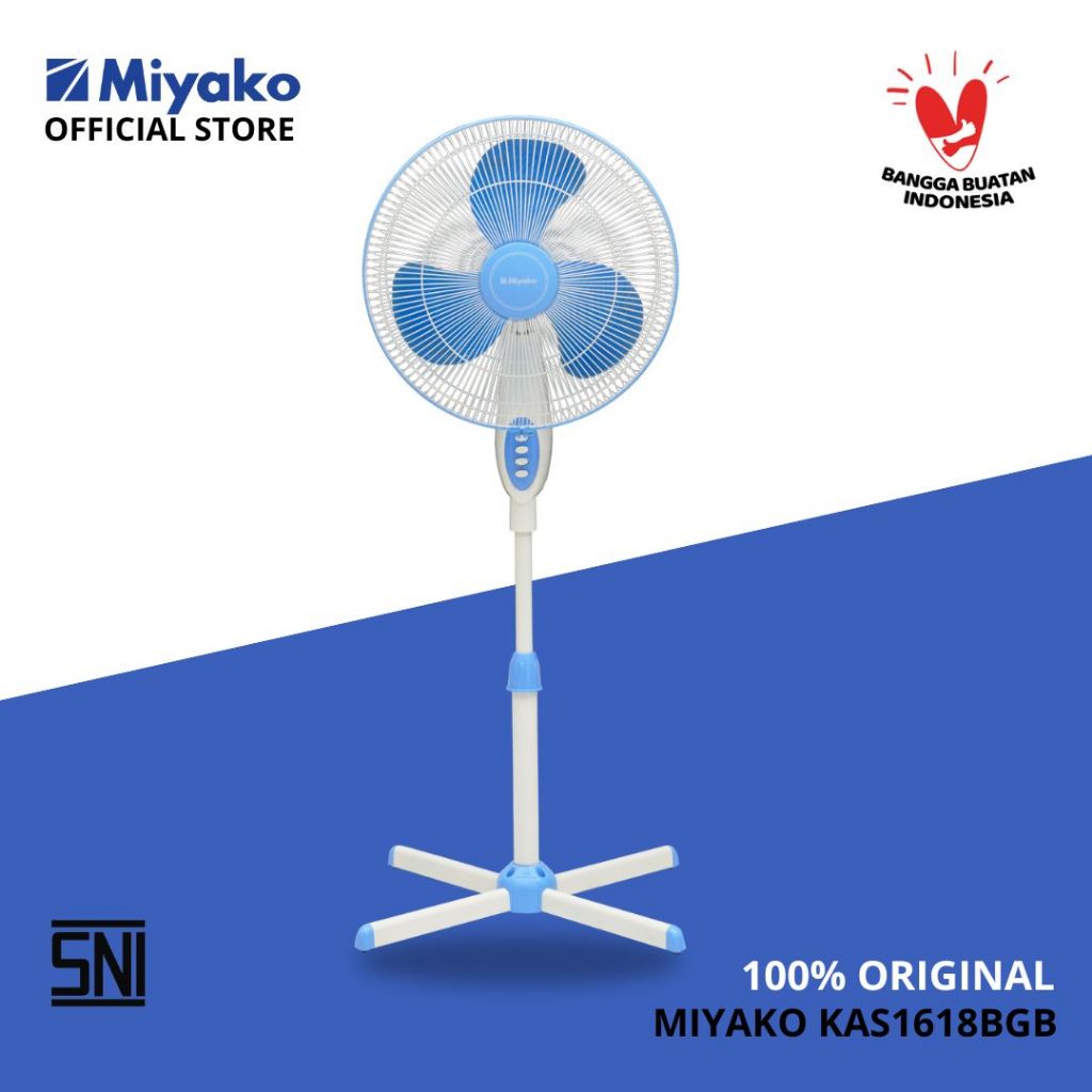 Kipas Angin Miyako KAS1618BGB berdiri - Stand Fan Miyako  - 16 inch Kaki Silang 50W