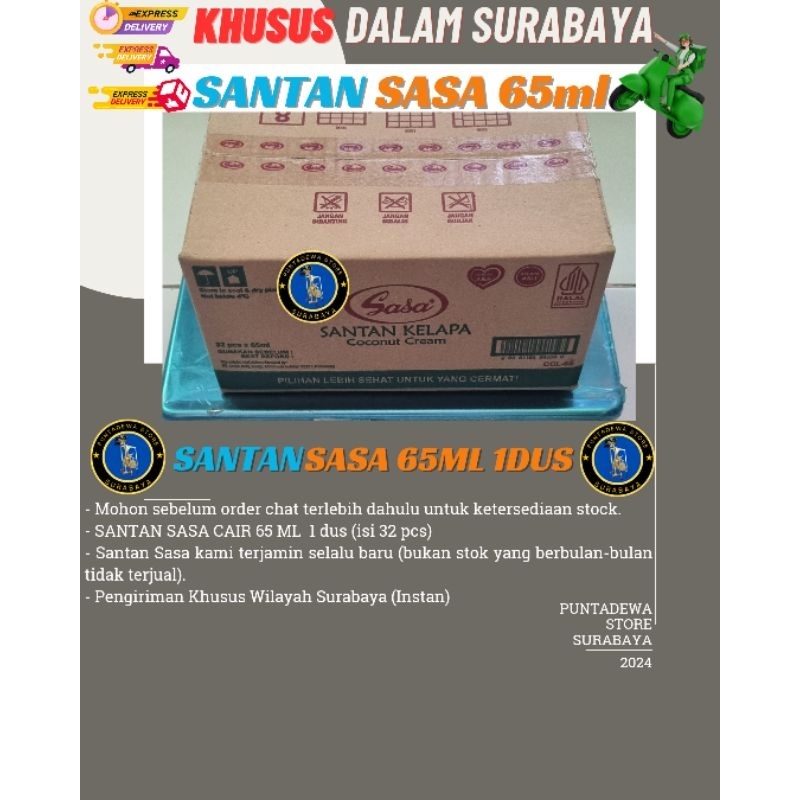 

Sasa santan Cair 65ml 1 Dus (65ml x 32 Pcs) | sasa santan kelapa cair 65ml murah instan
