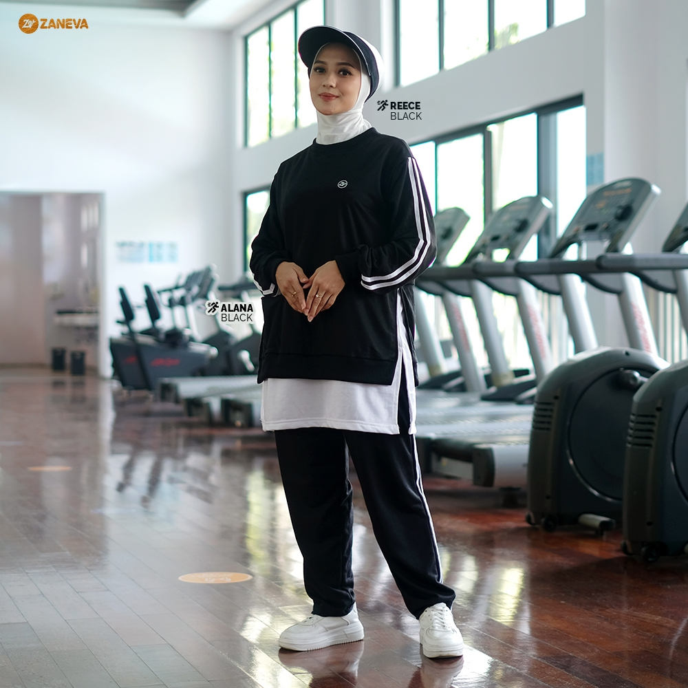 premium [ free hijab ]zaneva - alana set sporty set olahraga muslimah tunik sporty hijab running