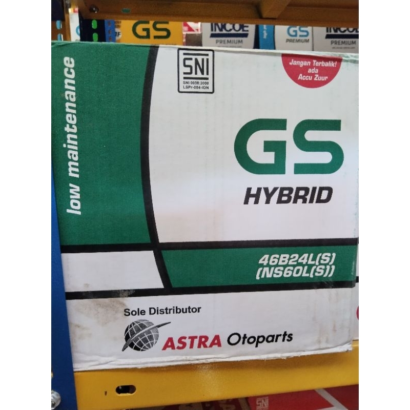 aki mobil gs astra hybrid NS60LS ( 46B24L(S)) 100%ORI untuk mobil Innova (E/J), New Corolla Altis (2