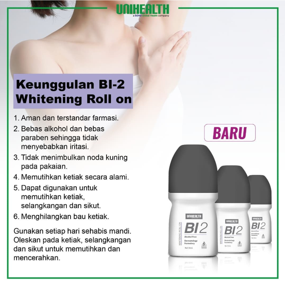 BI2 Whitening Roll On Deodorant Unihealth Soho 50 ml Deodoran