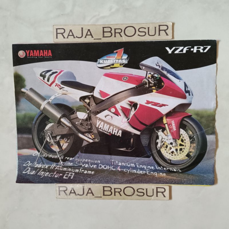 Poster brosur katalog leaflet jadul lawas Yamaha 1999-2000 berisi motor Yamaha YZF R7/Vega/Crypton/S