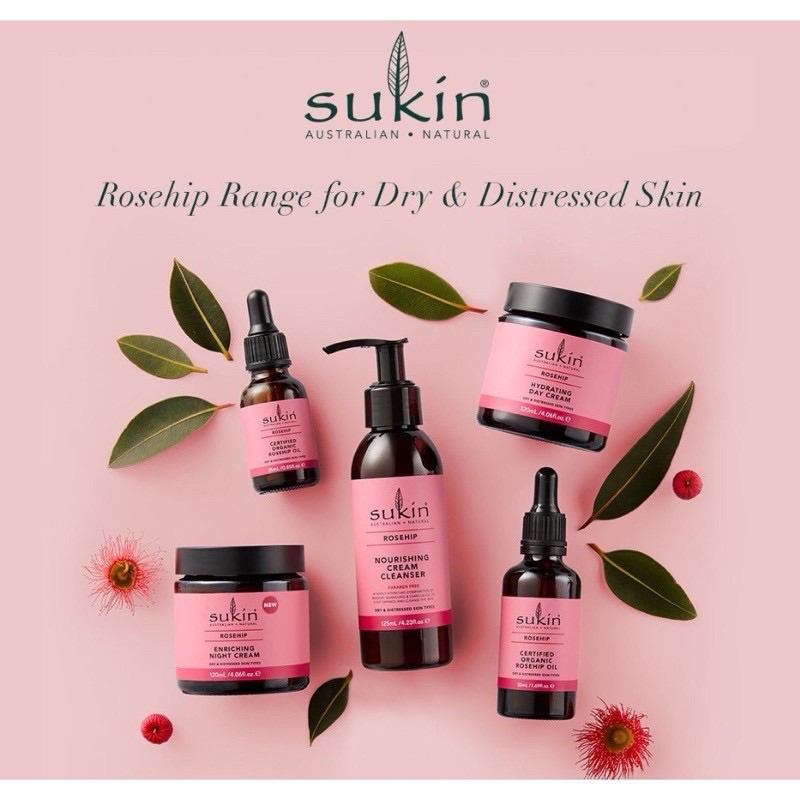SUKIN Organic Rosehip Oil & Cream - Paket Sukin Rosehip