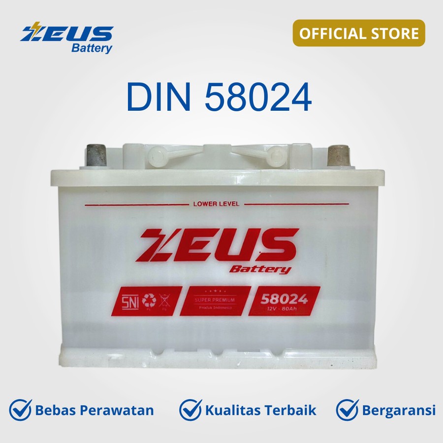 Aki Mobil VW (New Beetle, Bora, Passat) DIN 58024 Zeus Battery Aki Basah 12v / 80Ah