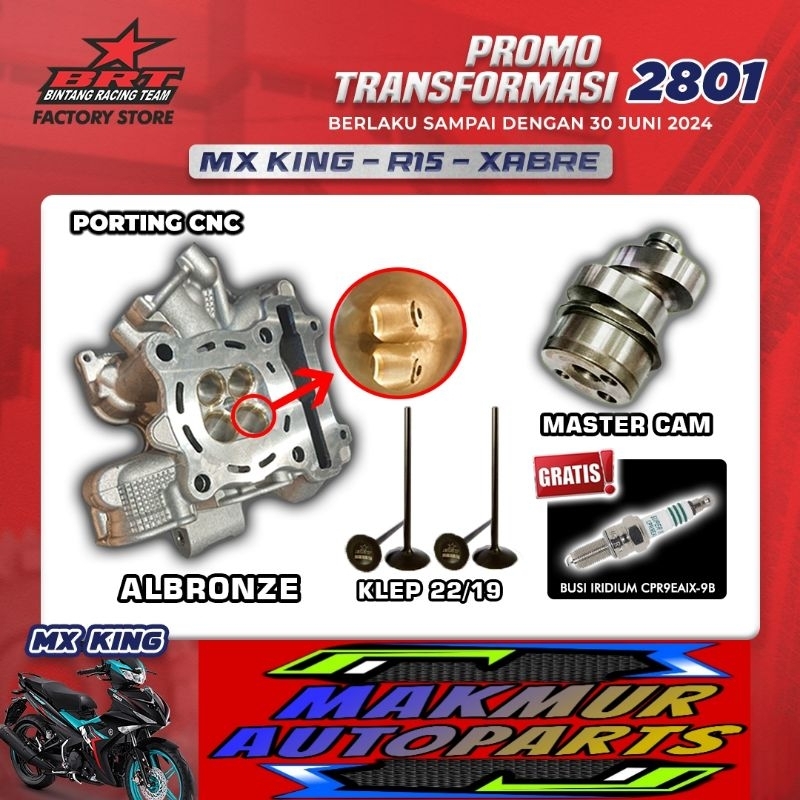 Promo Transformasi BRT 2801 Super Head Klep 22/19 Mx King R15 New Vixion NVL Xabre (BINTANG RACING T