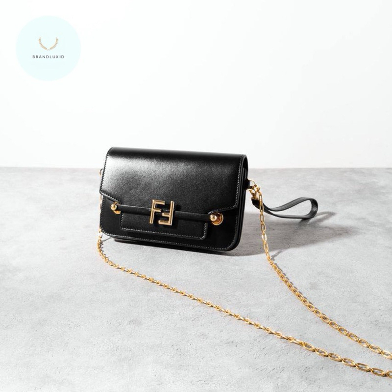 Fendi FF plaque mini crossbody bag Black