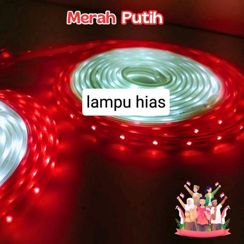 lampu selang merah putih tinggal pasang