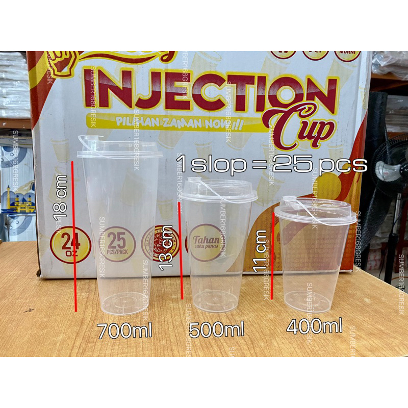 [25pcs] CUP INJECTION 400ml 500ml 700ml | GELAS BOBA | GELAS JUS | GELAS KOPI