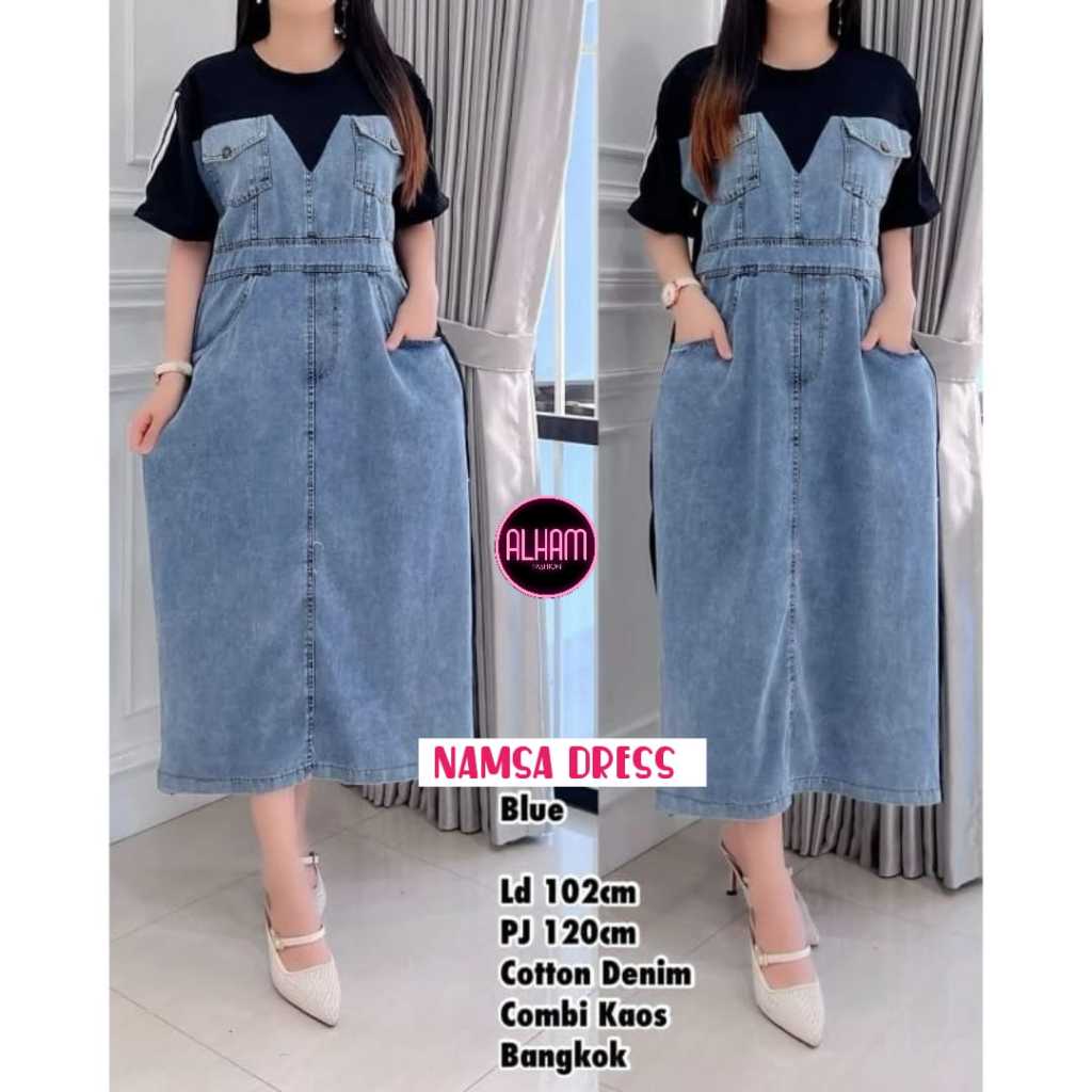 MINI DRESS JEANS TERBARU LENGAN PANJANG PAKAIAN WANITA BAJU ATASAN KEKINIAN