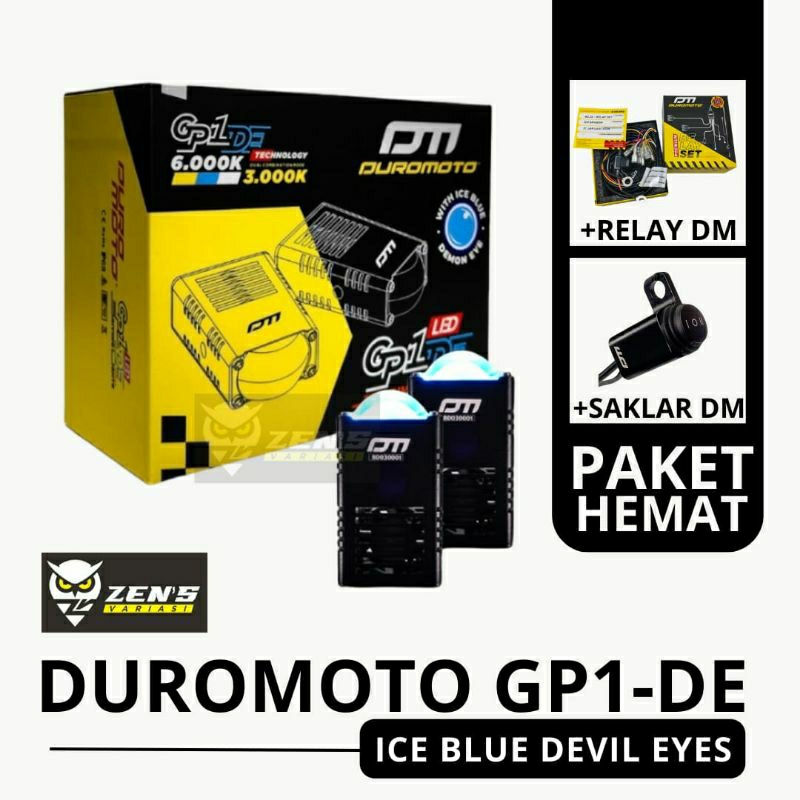 Duromoto GP1 DE GP1DE GP 1 Demon Eye Demon Eyes Lampu Mini Foglamp LED Motor Adventure Ice Blue Demo