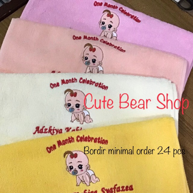 Handuk Bordir Gambar Tulisan Custom / Handuk 30x70 Bordir Gambar Logo