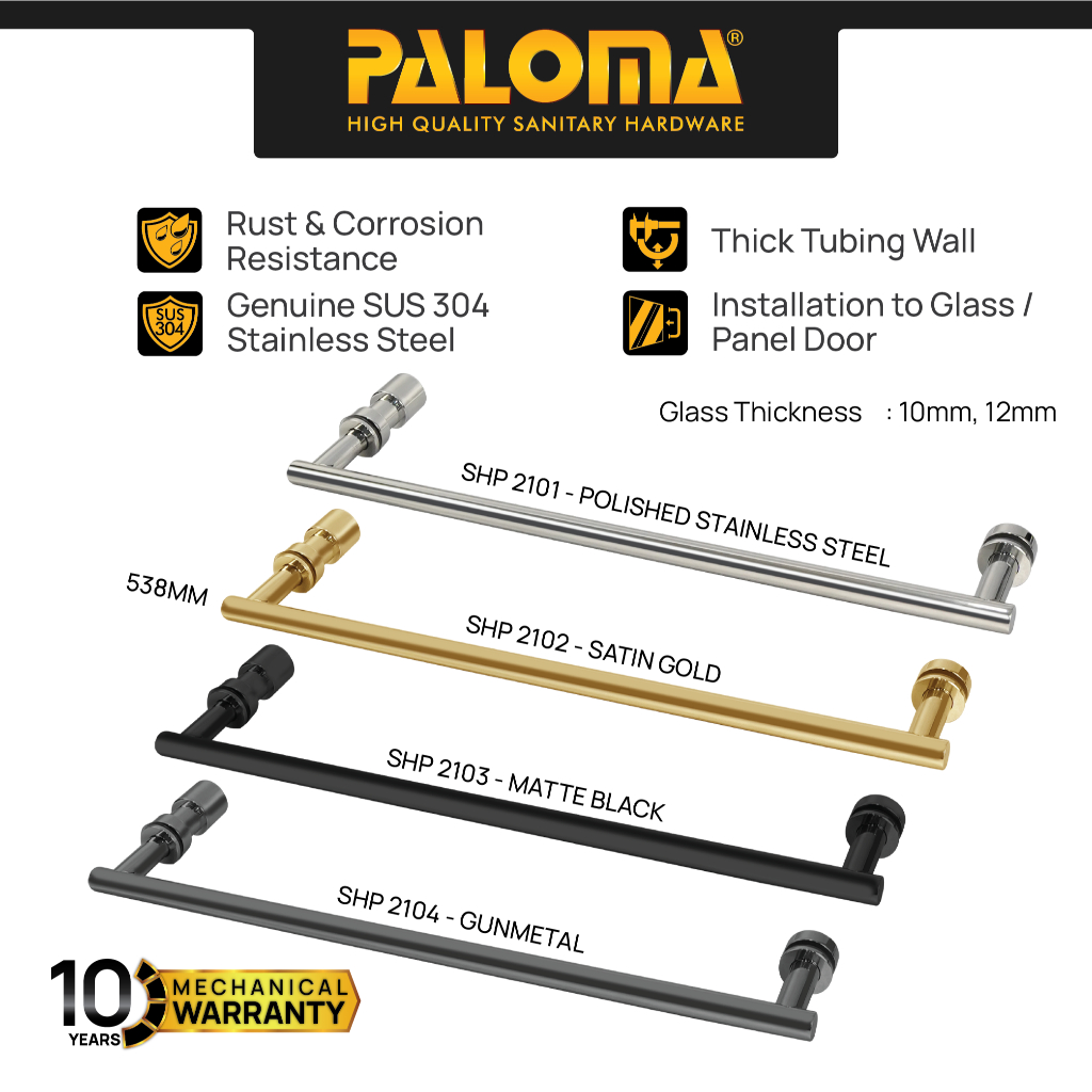 PALOMA SHP 21 PULL HANDLE GAGANG TARIKAN PINTU KACA KAMAR MANDI SHOWER