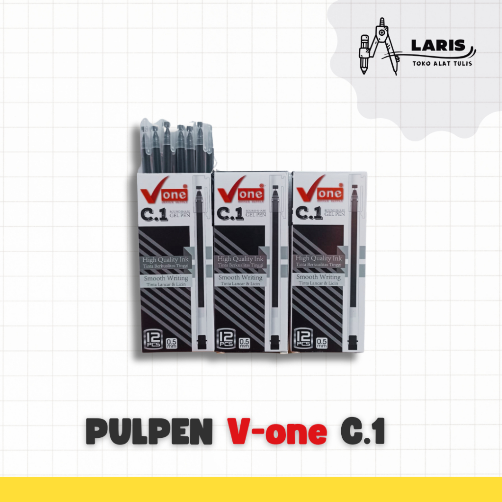 

Bolpoin Gel Pulpen Gel Pen C-1 V-One 0.5mm (1Pak/12pcs)
