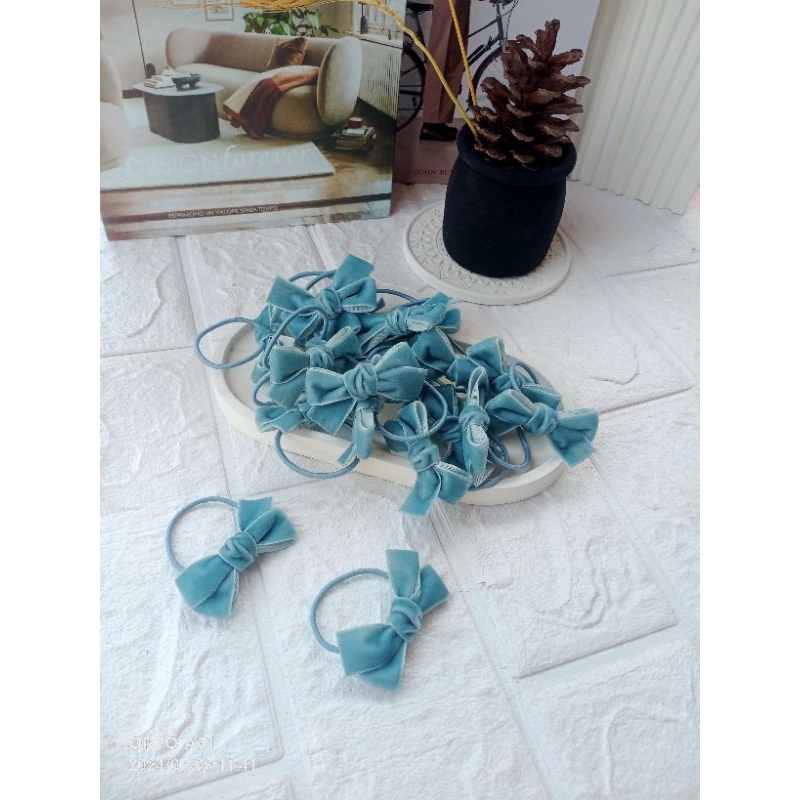 Ikat Rambut Jennie Black Pink / Ikat Rambut Pita Velvet