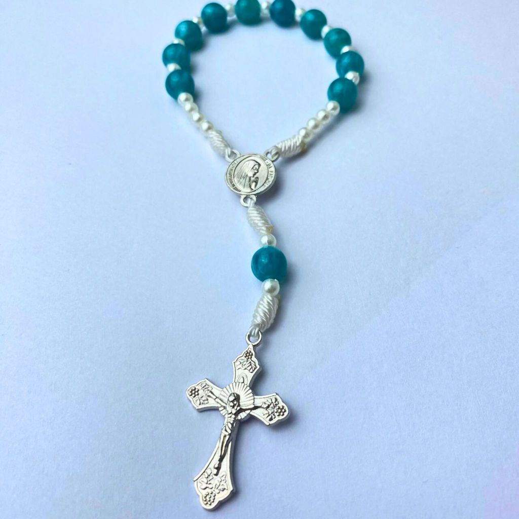 Lostklik Rosario Mini Marmer Bercorak Emas - Rosario Souvenir Pernikahan Katolik