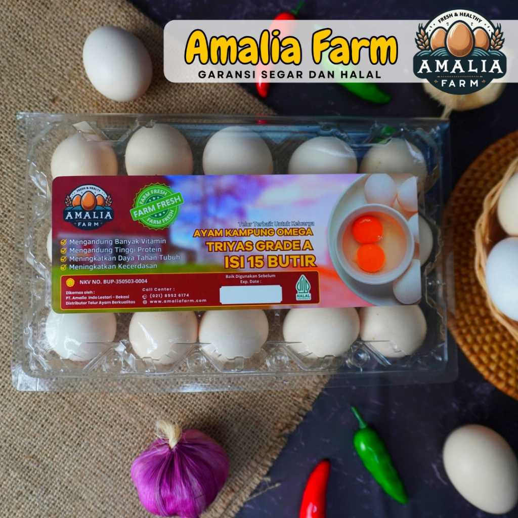 

Amalia Farm - Telur Ayam Kampung Omega Triyas Premium Kemasan 15 Butir