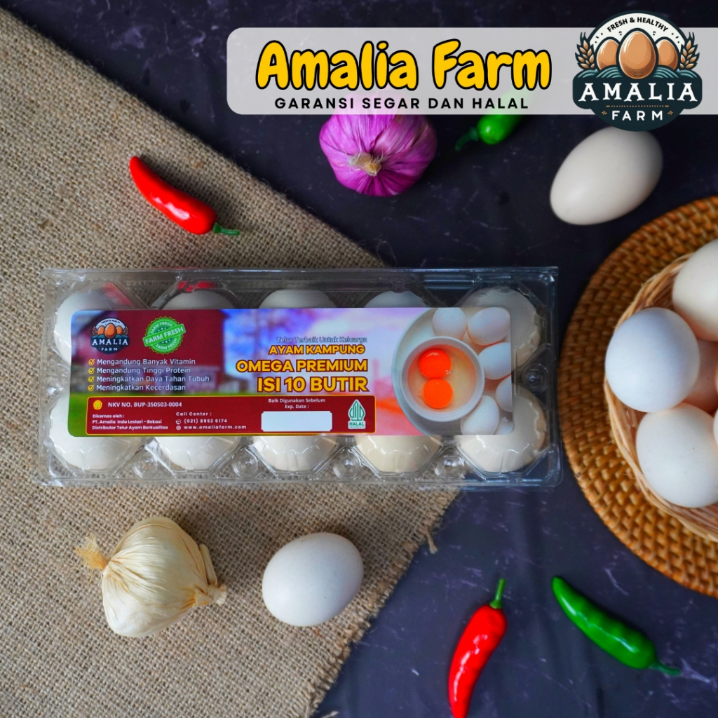 

Amalia Farm - Telur Ayam Kampung Omega Premium Kemasan 10 Butir