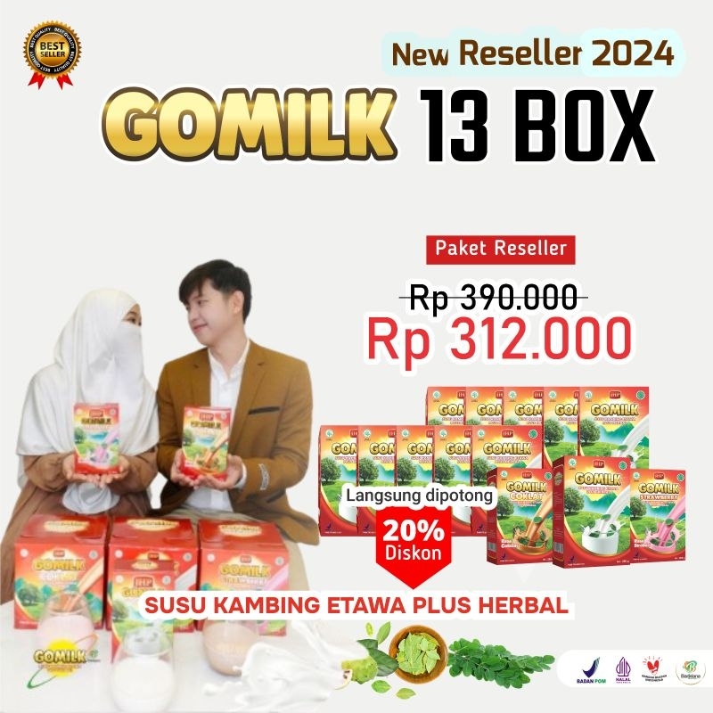 

PAKET RESELLER GOMILK 13 BOX Free gelas gomilk