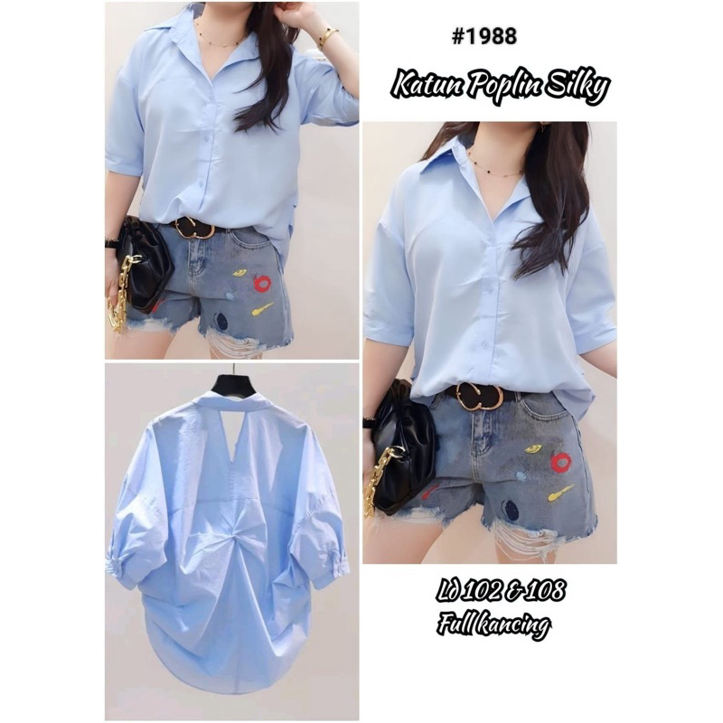 kemeja polos silky #1988 soft blue